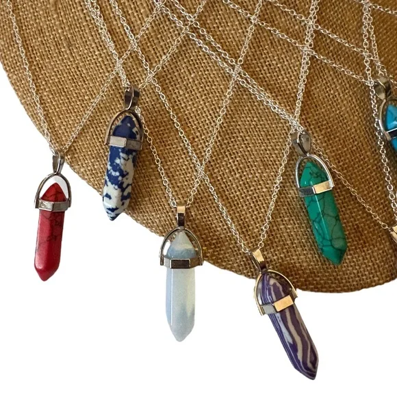 Hexagonal Stone or Crystal Pendant on 925 Sterling Silver Chain. - Picture 4 of 16